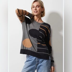 ZAKET & PLOVER Cashmere  Cotton Spot on Stripes Neutral Sweater Size Small